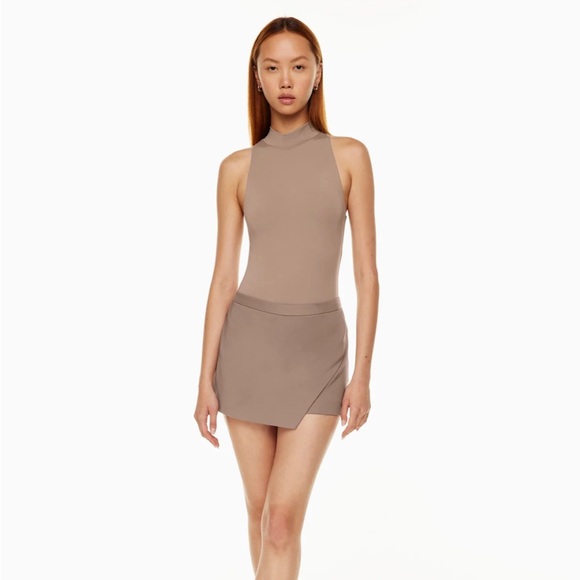 Babaton Contour Mock neck Bodysuit in Brown, Size Large - Picture 1 of 6